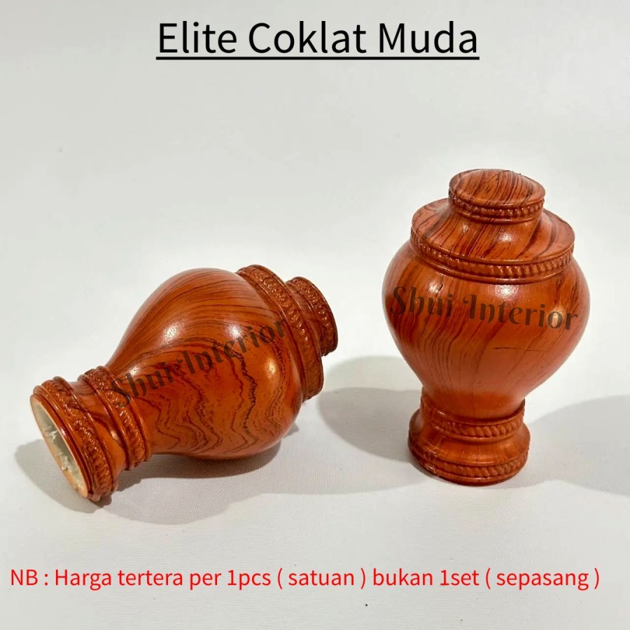 Endcup Rel Urat Kayu Mewah/Tutup Tiang Gorden/Penutup Tiang Gorden