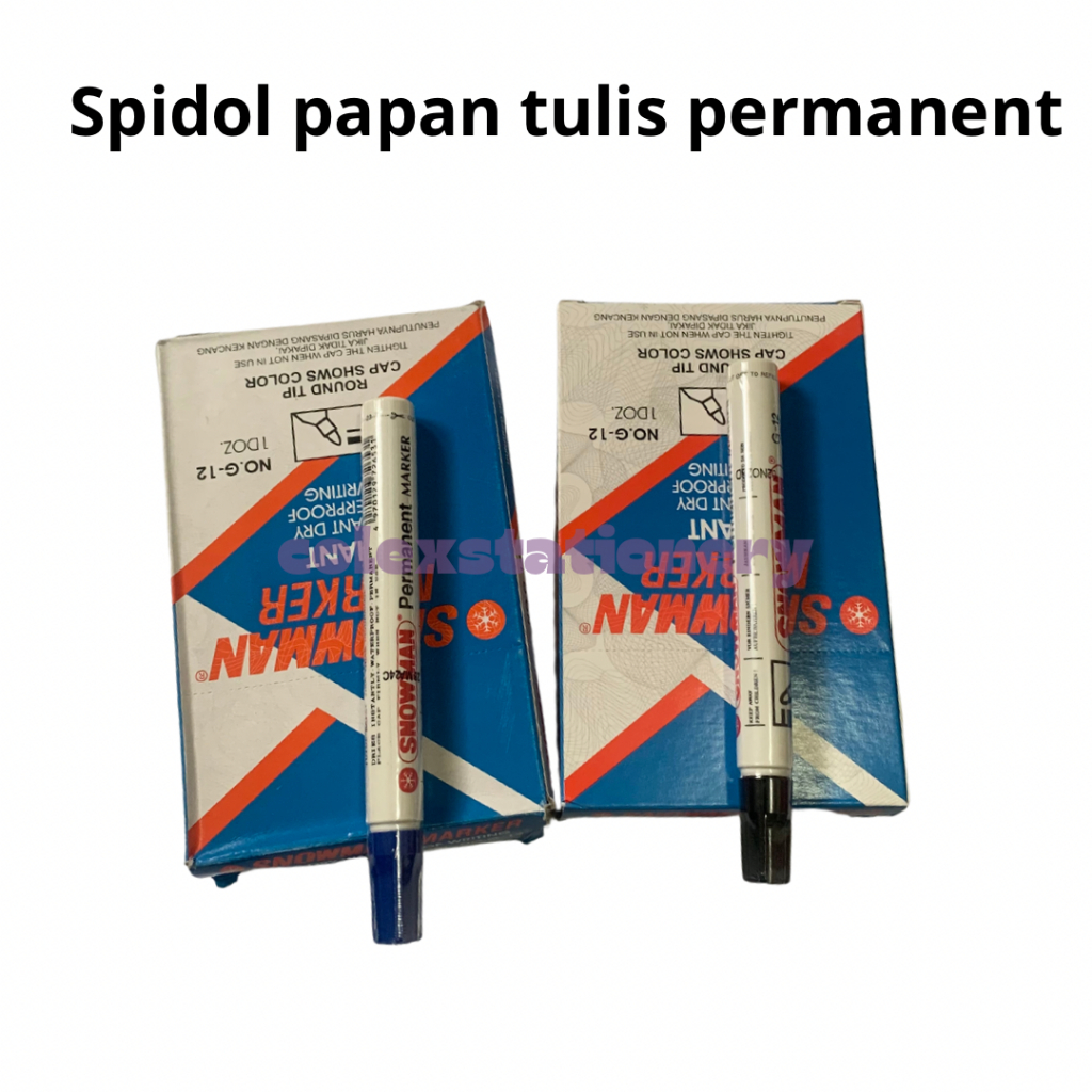 

Spidol Papan Tulis Permanent / Spidol Permanent Snowman B-12 Warna Hitam dan Biru