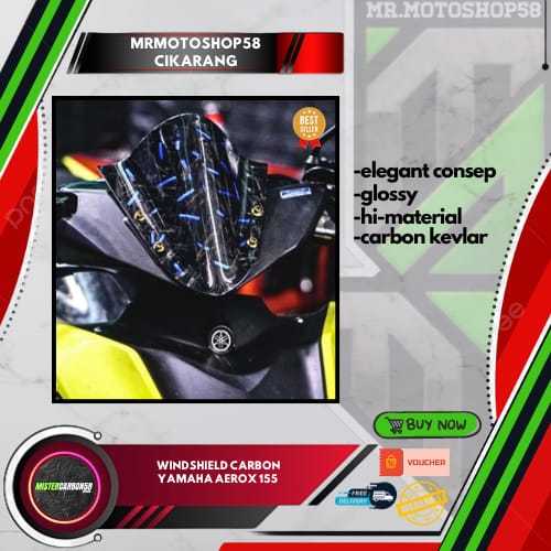 VISOR AEROX KARBON WINDSHIELD MR CARBON NEW AEROX FORGED - Biru