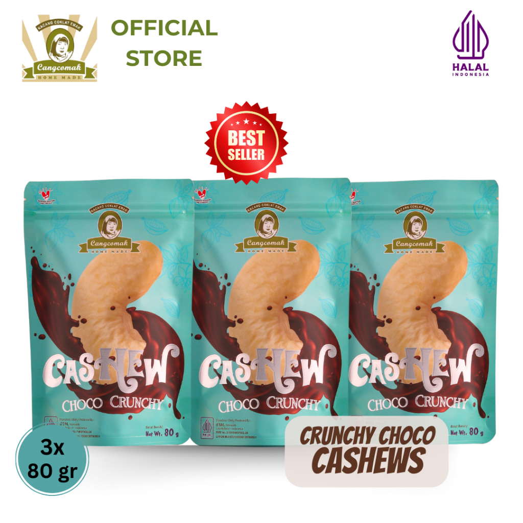 

Cangcomak Kacang Mete Coklat Choco Cashews - 3 in 1 Kacang Mete - Cokelat Mede Panggang Cemilan Kacang Mete Cokelat