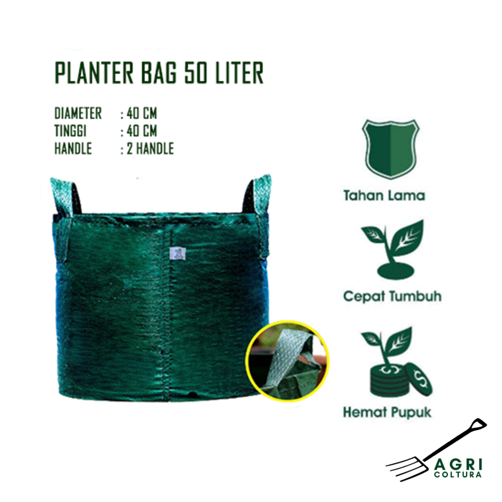 Planter Bag 50 Liter Handle 100% Media Tanam Planter Bag 50 Liter