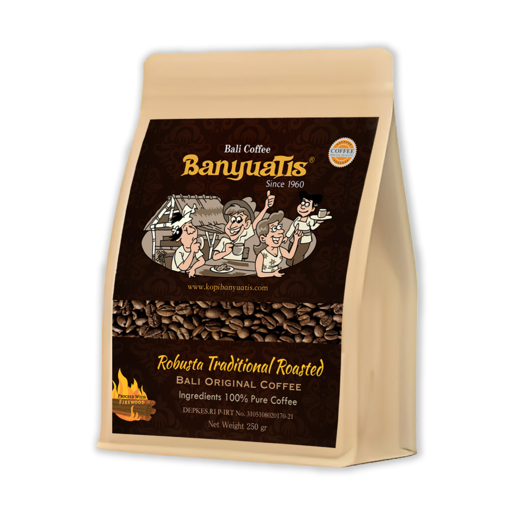 

BALICIHUI Kopi Banyuatis Robusta Roasted Bean Firewood Kopi Bali Banyuatis Bean Biji Kopi 250gr