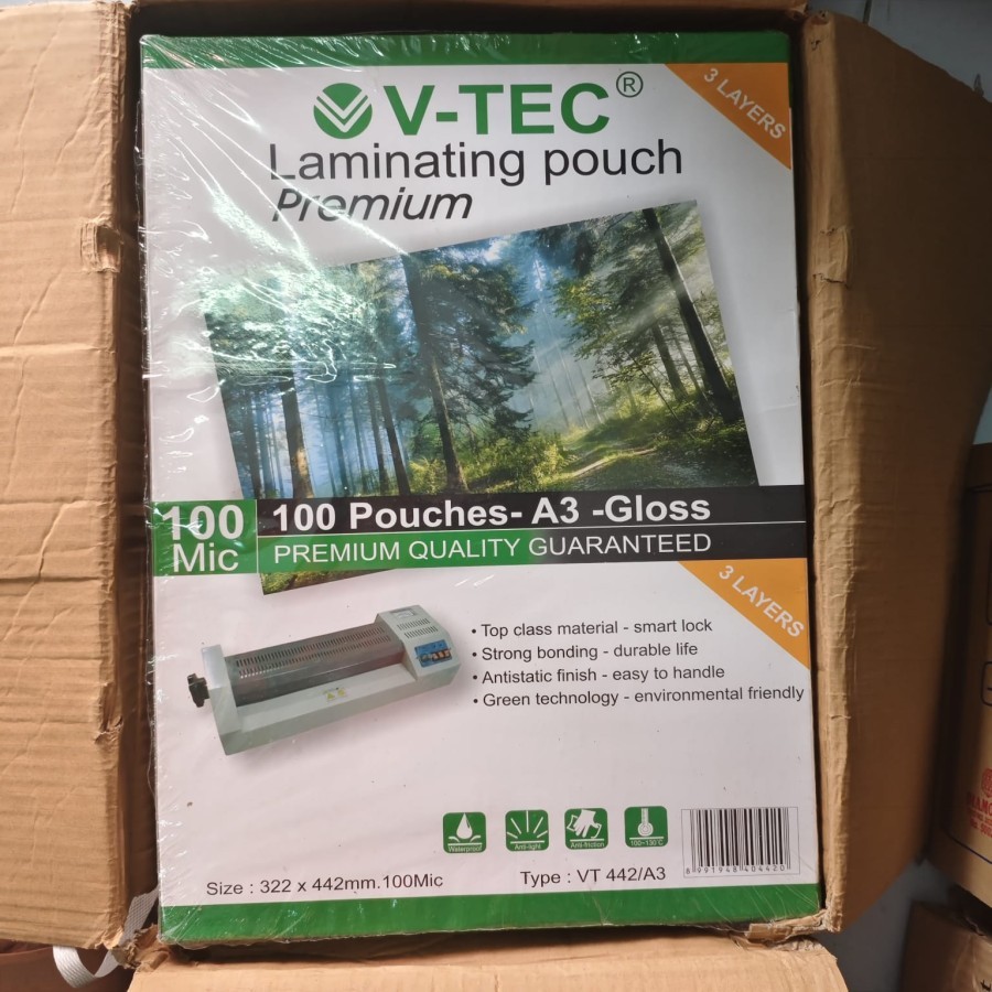 

Plastik Laminating A3 100 mic V - tec /vtec (1 pak)