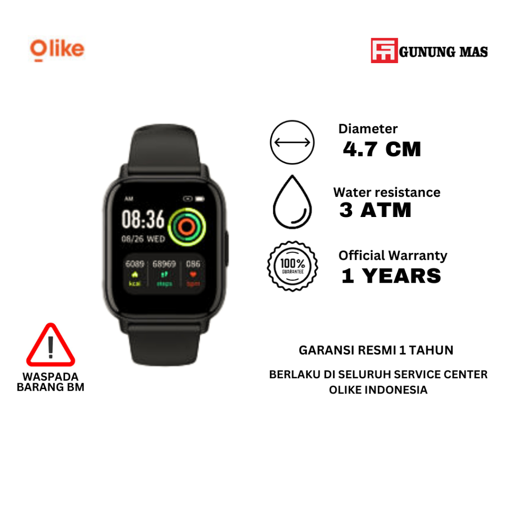 olike atlas smartwatch w15 HITAM original 100%