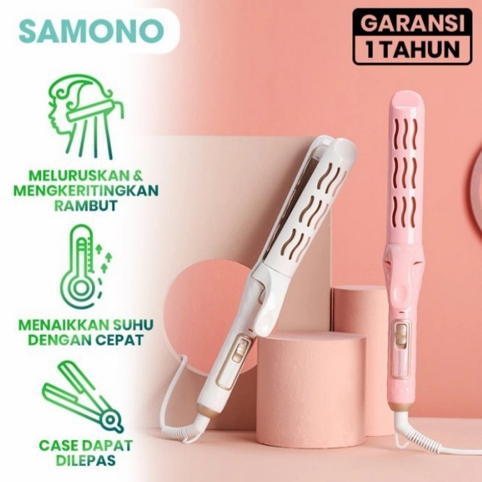 SAMONO SHS002 Catokan Rambut Wanita 2 in 1 Hair Curler Straightener