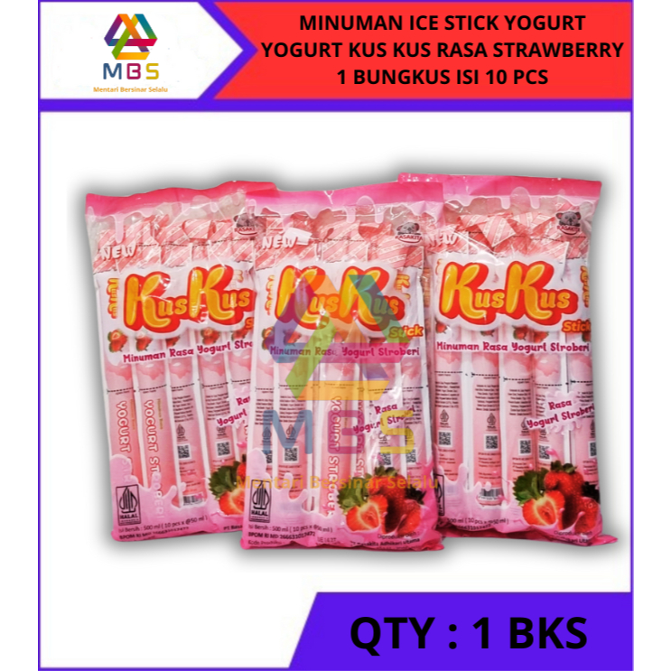 

HARGA 1 BGKS ISI 10 PCS MINUMAN ICE STICK YOGURT KUS KUS RASA STRAWBERRY