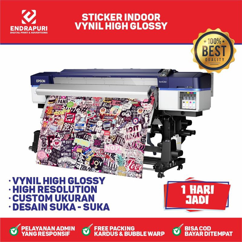 cetak sticker vinyl meteran indor