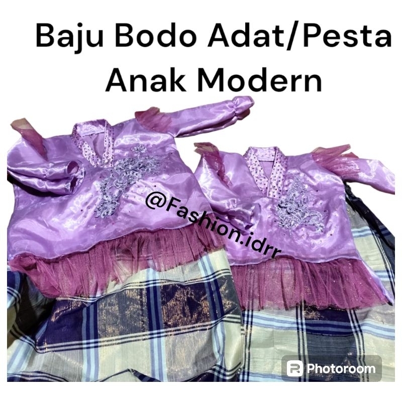 Baju Bodo Adat/Pesta Anak Lilac 1-15 Tahun