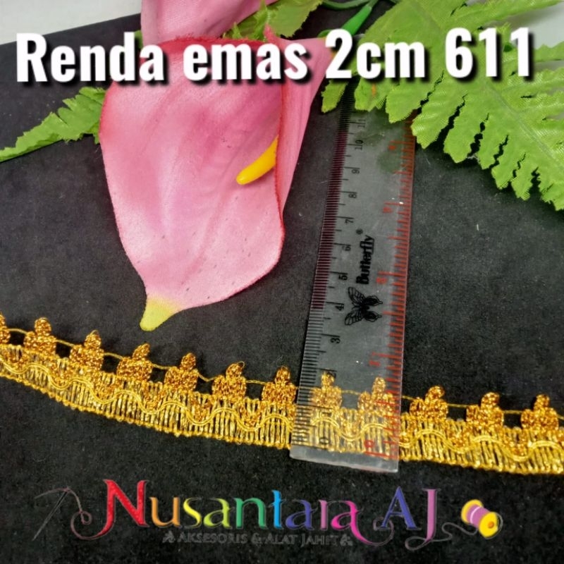 Renda emas 2cm per yard tipe 611