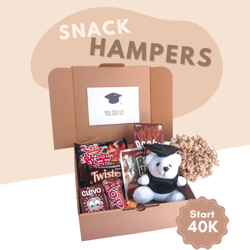 

Hampers Snack/Hampers Wisuda/Hampers Ulang Tahun/Kado Wisuda/Kado Ulang Tahun/Kado Cewek/Kado Cowok/Hadiah Ulah Tahun/Hadiah Wisuda