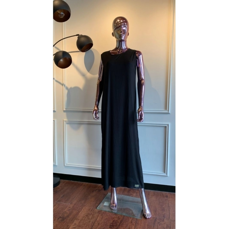 DRESS INNER PANJANG HITAM Premium bahan rayon twill uniqlo