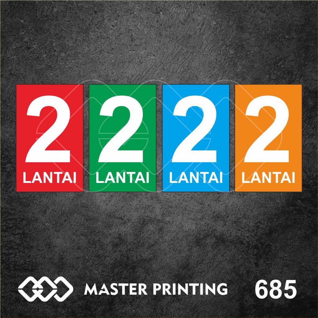 

685 - Stiker Nomor Lantai di Gedung, Sticker Vinyl, Tahan Air, Termurah, dan Bisa Custom