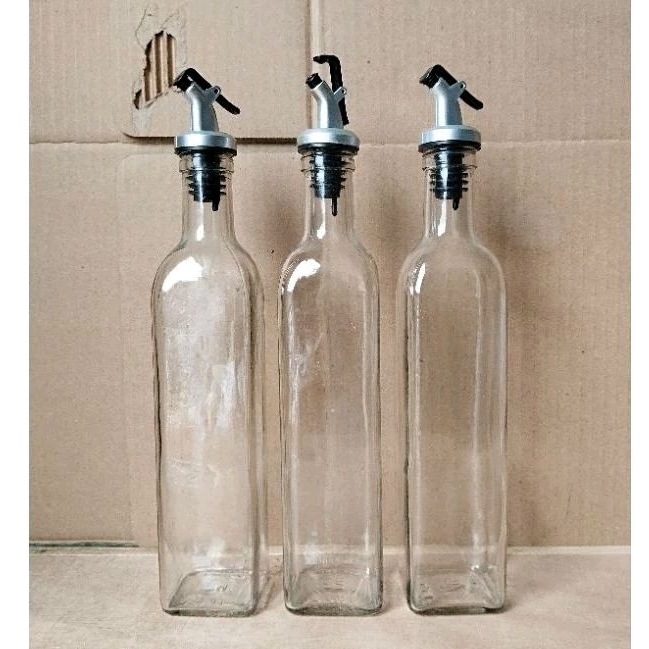 BOTOL KACA KOTAK 500ML TUTUP DISPENSER