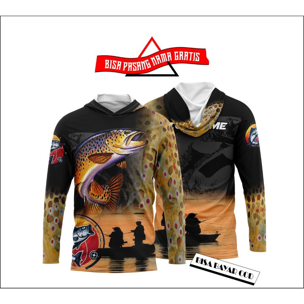 Kaos Jersey Komunitas mancing custom nama, tulisan dan logo bahan milano anti uv adem gk nerawang uk