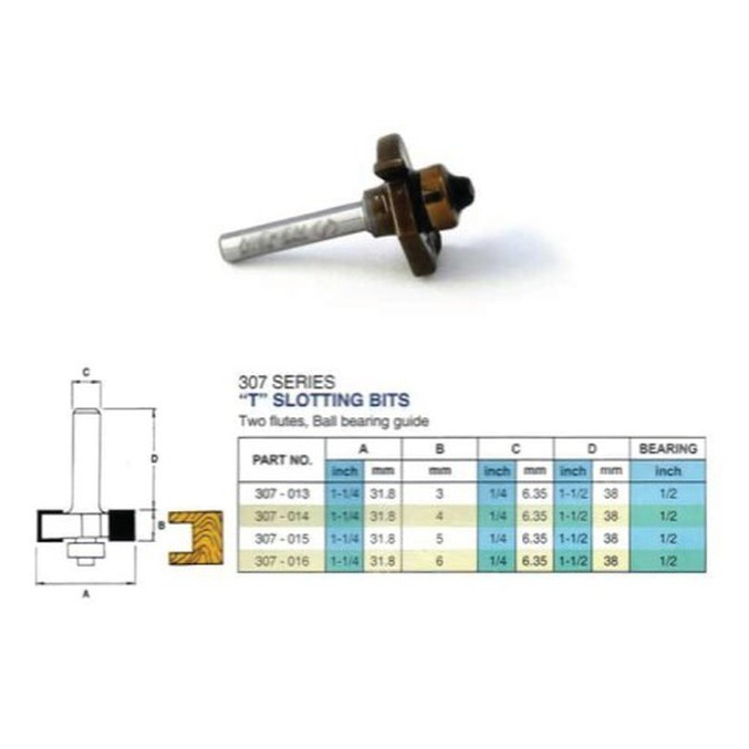 SOLID Router Bits 307-016 ( Mata Profil T Slotting Bit 6mm )