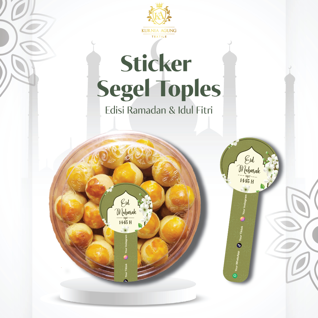 

Cetak Stiker Segel Toples Edisi Lebaran Idul Fitri Sticker Kemasan Makanan Minuman Toples 5cm x 12.5cm