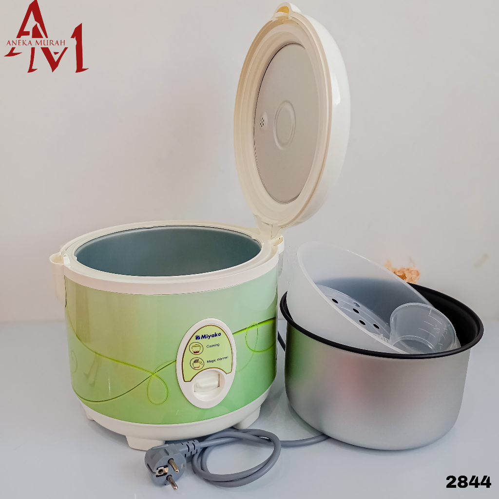 MIYAKO PENANAK NASI SERBAGUNA MCM 508 MAGIC COM 1.8 LITER GREEN LINE ( 2844 ) + FREE BUBBLE WRAP