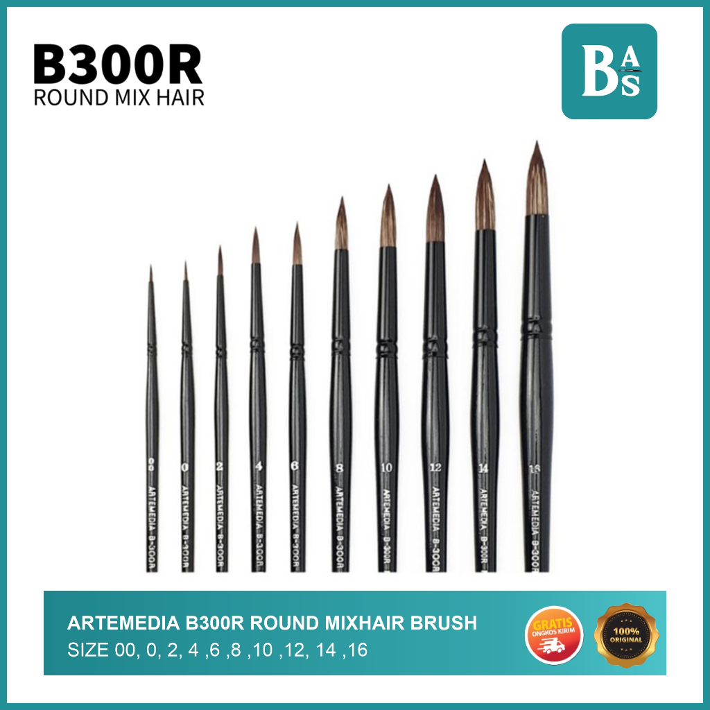 

Artemedia B300R Round Mixhair Brush - Kuas Cat Air - Bali Art Supplies