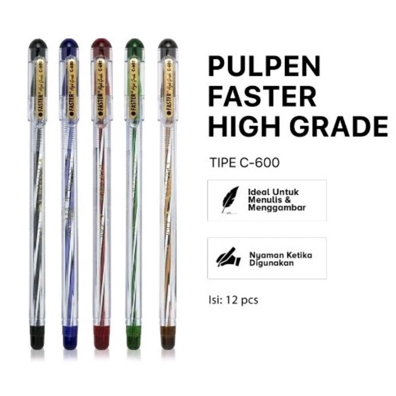 

Bolpoin Faster C 600 0.7mm Hitam 1 Pack (12pcs) Pen Faster C600 & C6 Hitam 1 pack