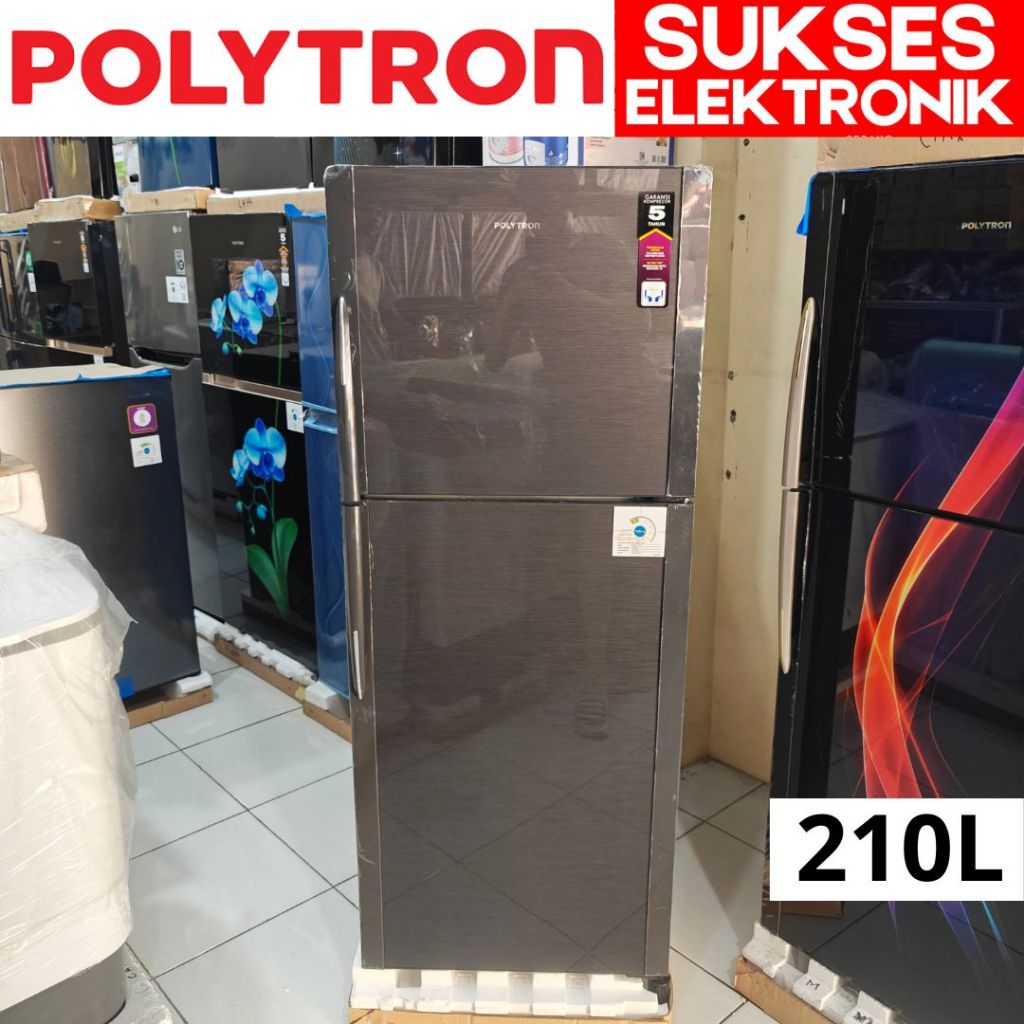 KULKAS POLYTRON PRM-21DMY / LEMARI ES 2 PINTU PRM 21 DMY 21DMY 210 LITER 210L L