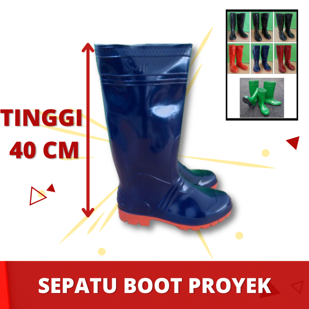 SEPATU BOOTS PRIA WANITA / SEPATU BOOTS KARET PANJANG 40CM / SEPATU BOOT KARET TINGGI