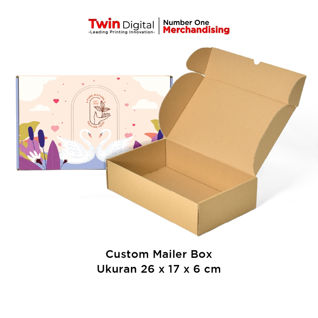 Twindigital Custom Box Kardus / Hampers Box / Kardus Olshop - Mailer Box Full Print Uk 26x17x6 cm