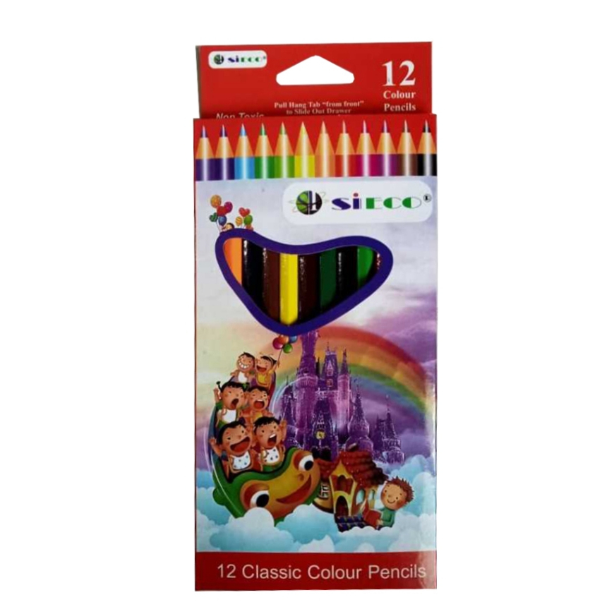 

Pensil Warna 12 Warna Panjang SIECO / Colour Pencils / Pensil untuk Mewarnai