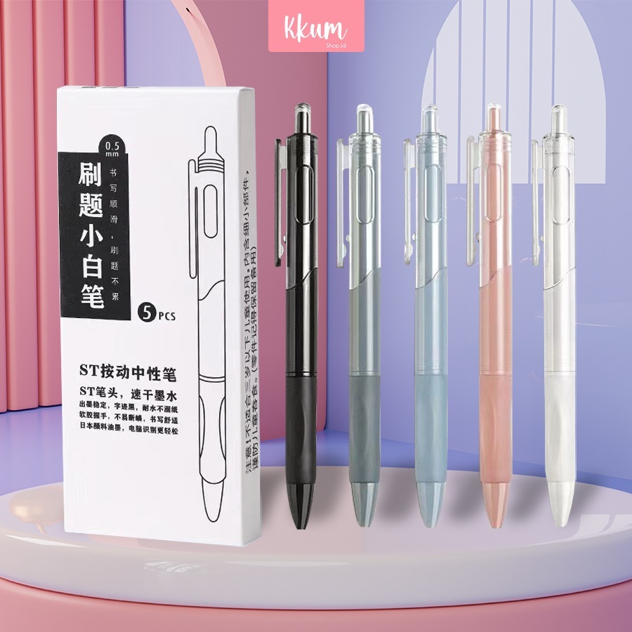 

5PCS Gel Pen Pulpen Pena 0.5 mm/ Pena Gel Aesthetic