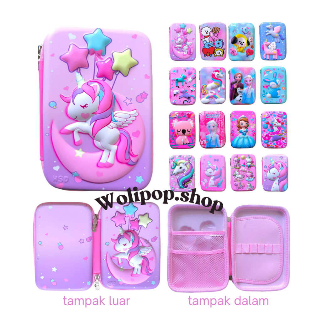 

Kotak Tempat Pensil Timbul 3D Satu Sisi Hardcase Anak Perempuan Import 15*22*5cm