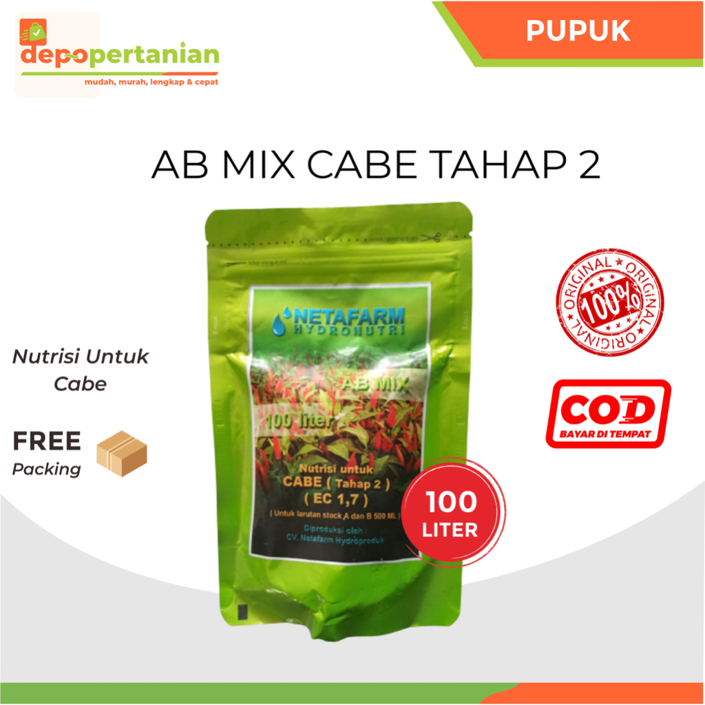Depo Pertanian - Pupuk Nutrisi AB Mix NETAFARM Untuk CABE Tahap 2 100 Liter