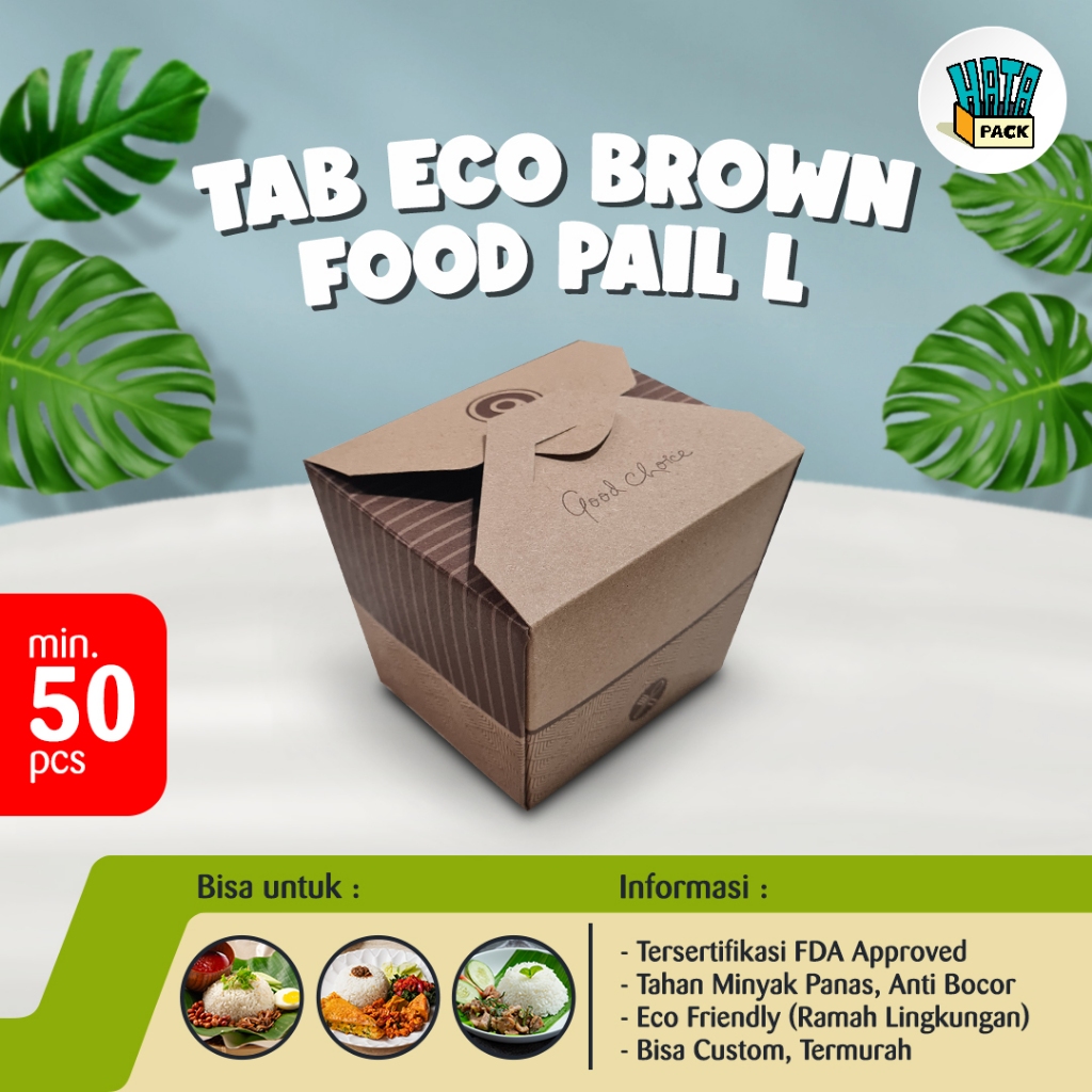 Paper Rice Box / Food Pail / Food Pail Paper Lunch Box TAB Ukuran L