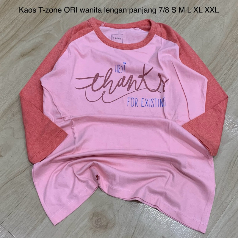 Kaos T-zone ORI Wanita Lengan 7/8 Lengan Panjang