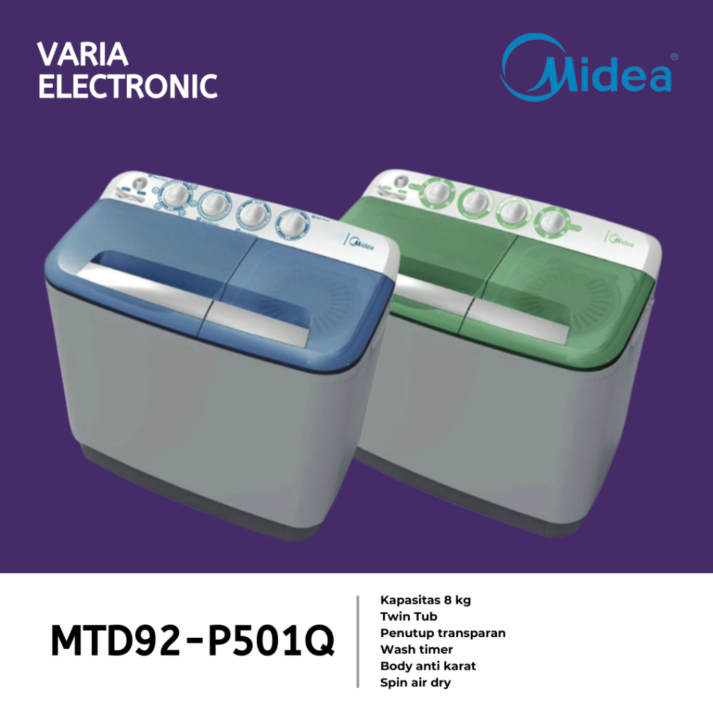 Mesin Cuci 2 Tabung MIDEA MTD92-P501Q Kapasitas 8 Kg
