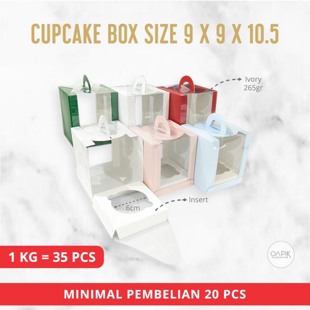 Cupcake Box Mika 9x9x10.5, Kemasan Makanan, Packaging Makanan, Dus Cupcake