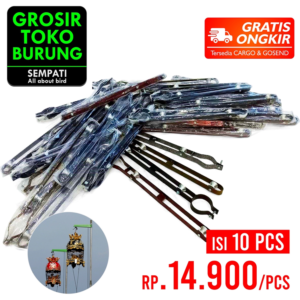 SEMPATI GROSIR Katrol Perkutut Model Antik Kerekan Besi Panjang Isi 10 Pcs Warna Antik Gantungan San