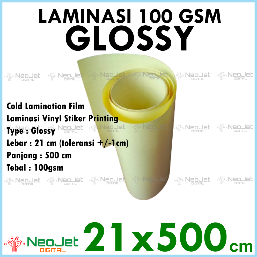 

Bahan Laminasi Dingin 100 gsm 120 gsm 140 gsm lebar 21cm panjang 500 cm Glossy Matte Doff Satin
