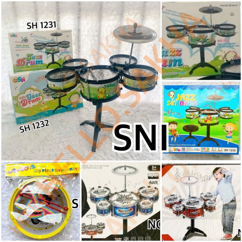 MAINAN DRUM SET ANAK KECIL LUCU BAGUS MUSIK DRUMMER JAZZ KIDS PEMAIN SH 1231 1232 1235 & NO. 6691 & 