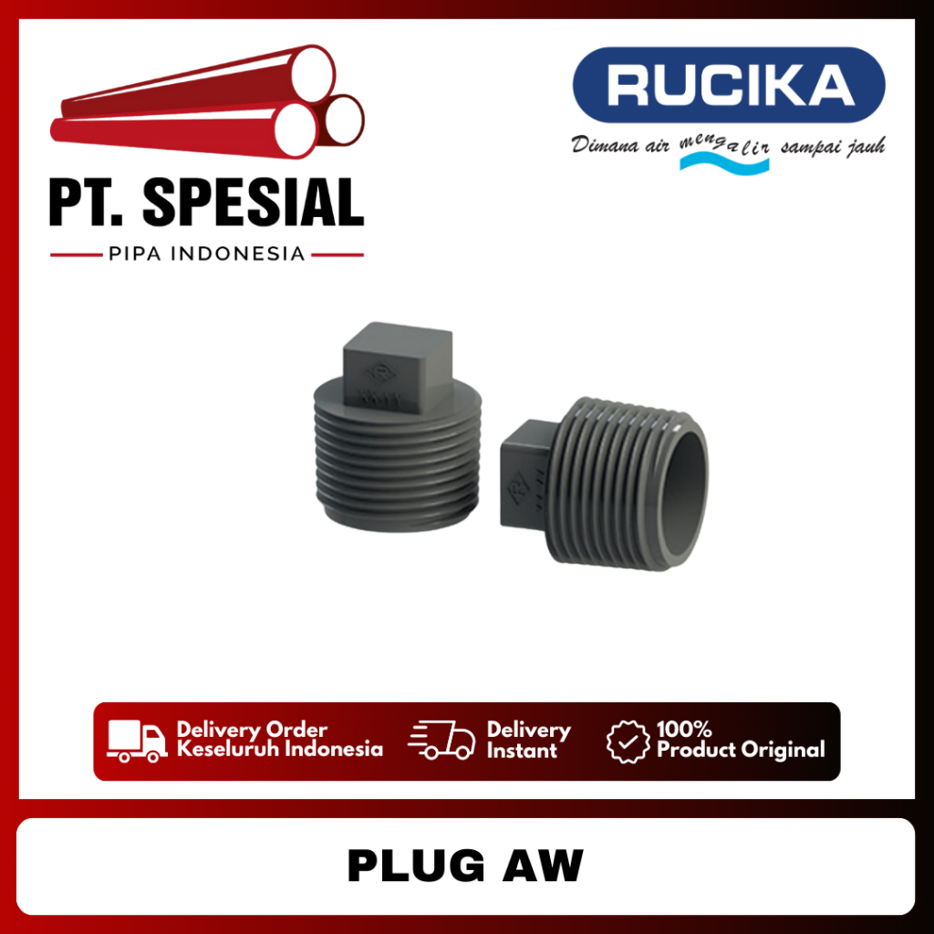 Plug AW 1/2 Inch PVC Rucika / Dop Drat Luar PVC Rucika / Plug AW PVC / Plug AW Rucika - 07