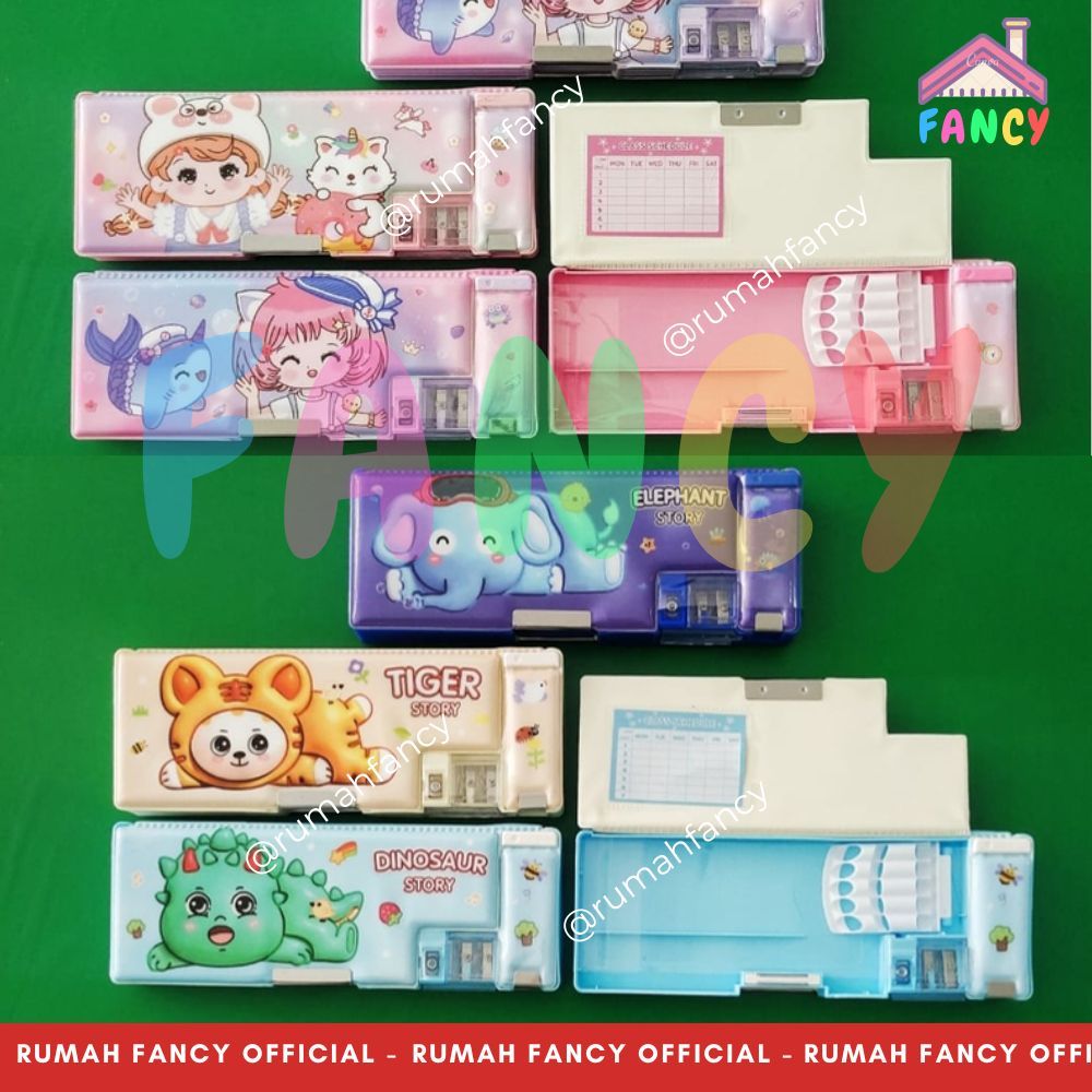 

[FREE BUBBLEWRAP] TEMPAT KOTAK PENSIL MAGNET 1814 + Serutan 2 Lubang Motif GIRL CUTE / ANIMAL CUTE