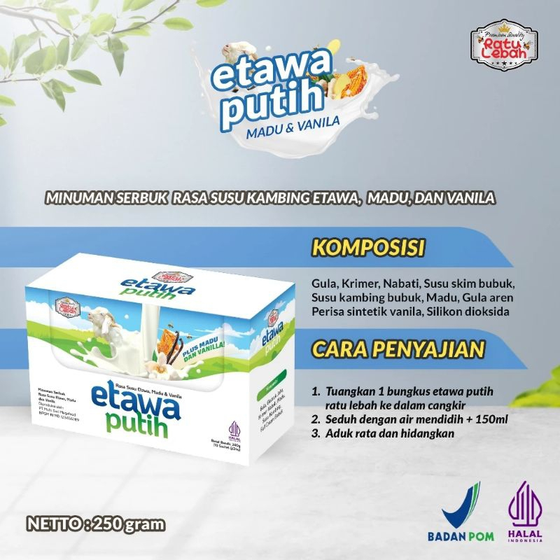 

Susu Kambing Etawa Putih Rasa Madu Vanila Ratu Lebah BPOM Untuk Memperkuat Tulang dan Membantu Mencegah Ostoporosis cocok untuk lansia