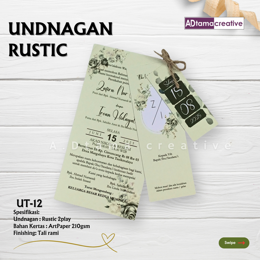 Undangan Tali Rami 12 / Undangan Pernikahan / Undangan Kekinian / Elegan dan simple / Undangan Nikah