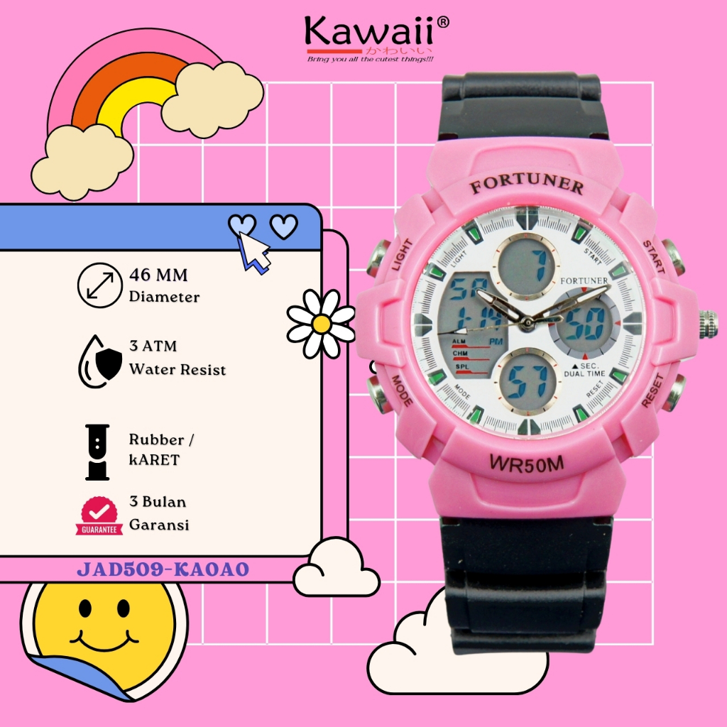 Jam Tangan Anak Cewek Analog-Digital Original Karet Tahan Air Arloji Kids Girls Watch Water Resistan
