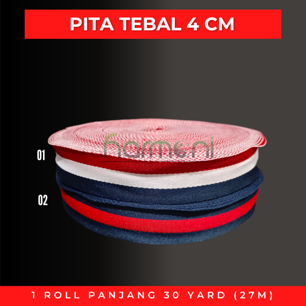 Pita Tebal Polyester / Tali Tas / Tali Sandal / Sabuk Lebar 4 cm