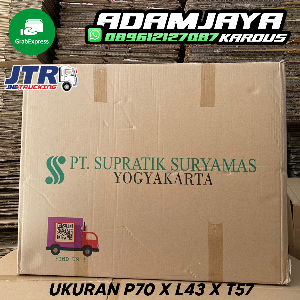 

KARDUS SUPRATIK SURYAMAS UKURAN 70 X 43 X 57 KARDUS PACKING / KARDUS PINDAHAN - ADAM JAYA KARDUS