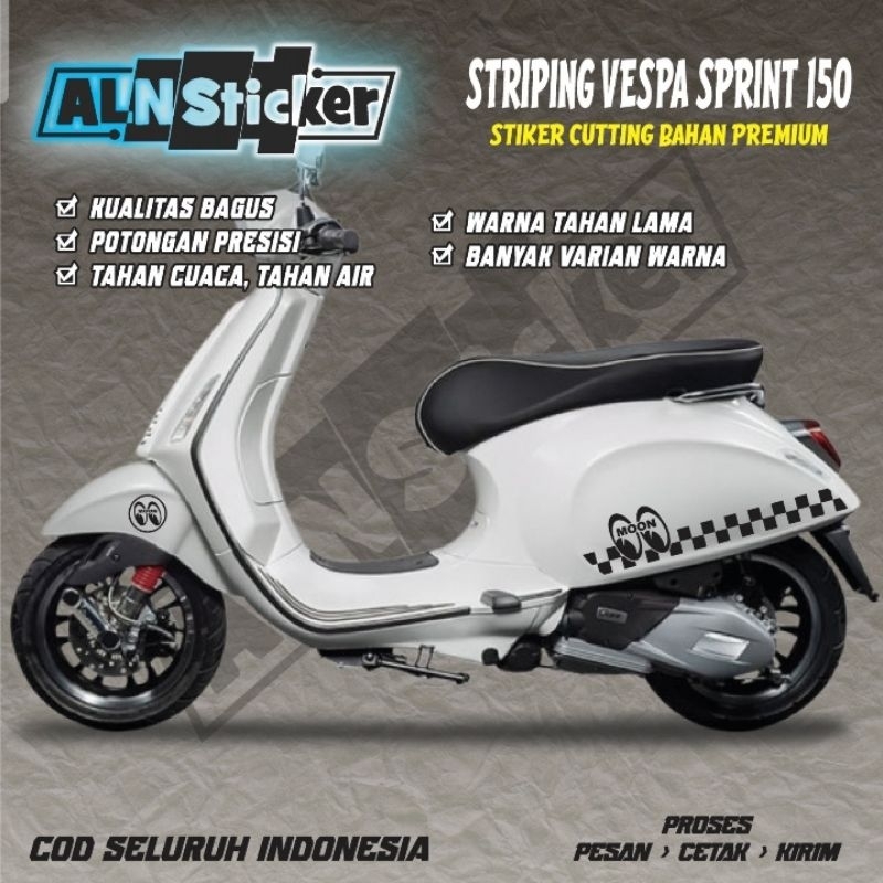 stiker cuttimg mooneyes motif kotak untuk vespa sprint 150 / striping mooneyes vespa sprint 150