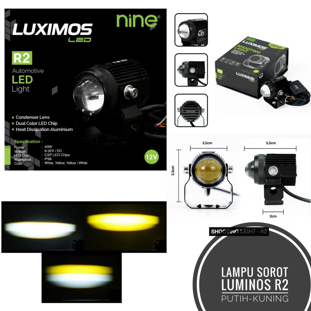 Lampu sorot LUXIMOS R2 bulat putih kuning