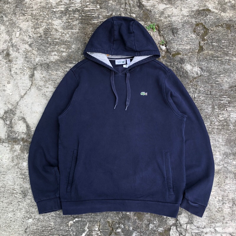 jaket jumper jemper Hoodie lacoste logo bordir simpel navy #htxhd5 original brand asli ori murah