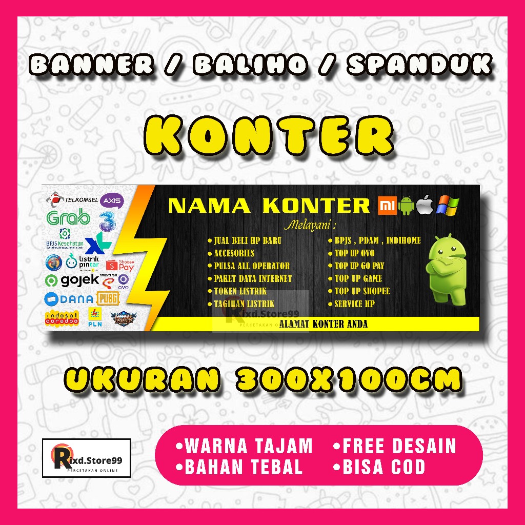 BANNER SPANDUK KONTER | SPANDUK KONTER 300X100CM BENER BALIHO