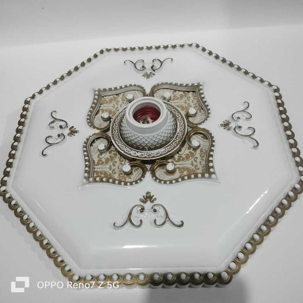FITING HIAS ORNAMEN PLAFON 30 cm bahan plastic/FITTING LAMPU PLAFON 30 X30