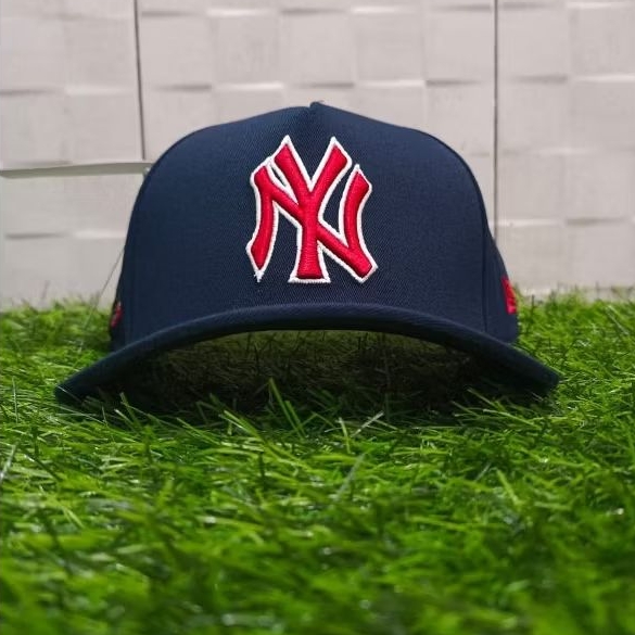 NY Merah List Putih/Bahan Nevy/Bordir Samping/Pria Wanita/ Topi Baseball/MLB/